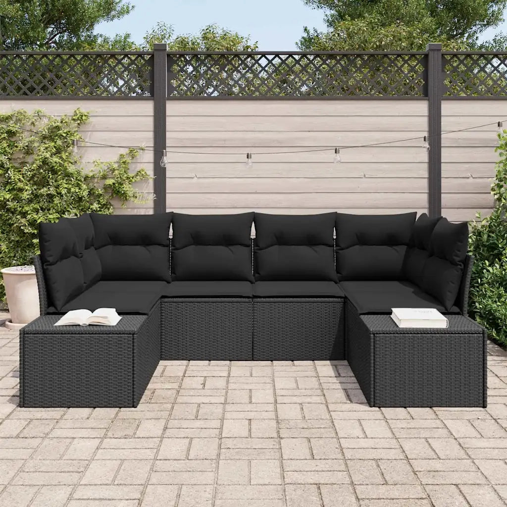 Set Divano da Giardino con archiviazione 6 pcs Nero Poly Rattan 3355872