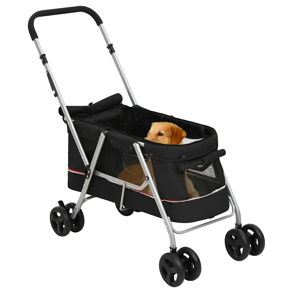 Passeggino per Cani Pieghevole Nero 100x49x96cm Tessuto di Lino CFW1638249