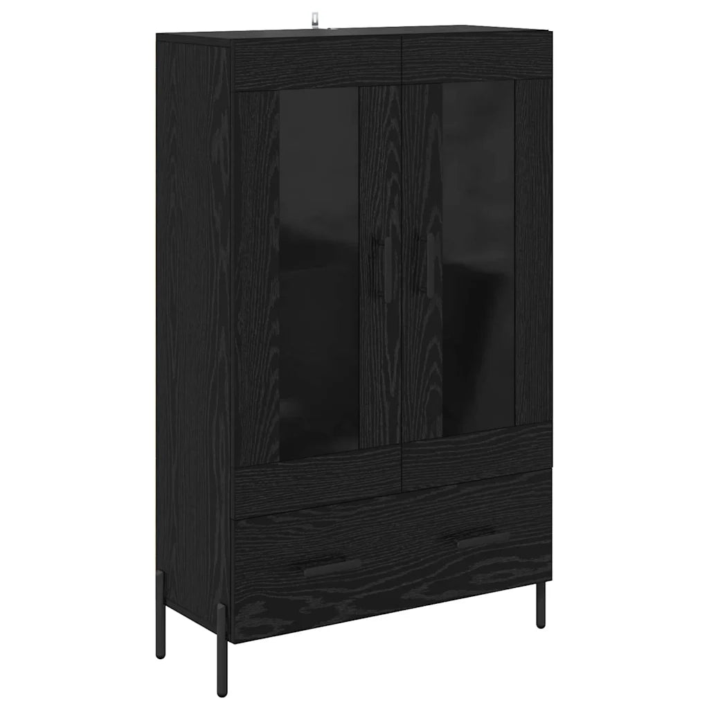 Credenza con Cassetto-Buffet-Armadio da cucina Corona Rovere Nero 69,5 x 31 x 115 cm