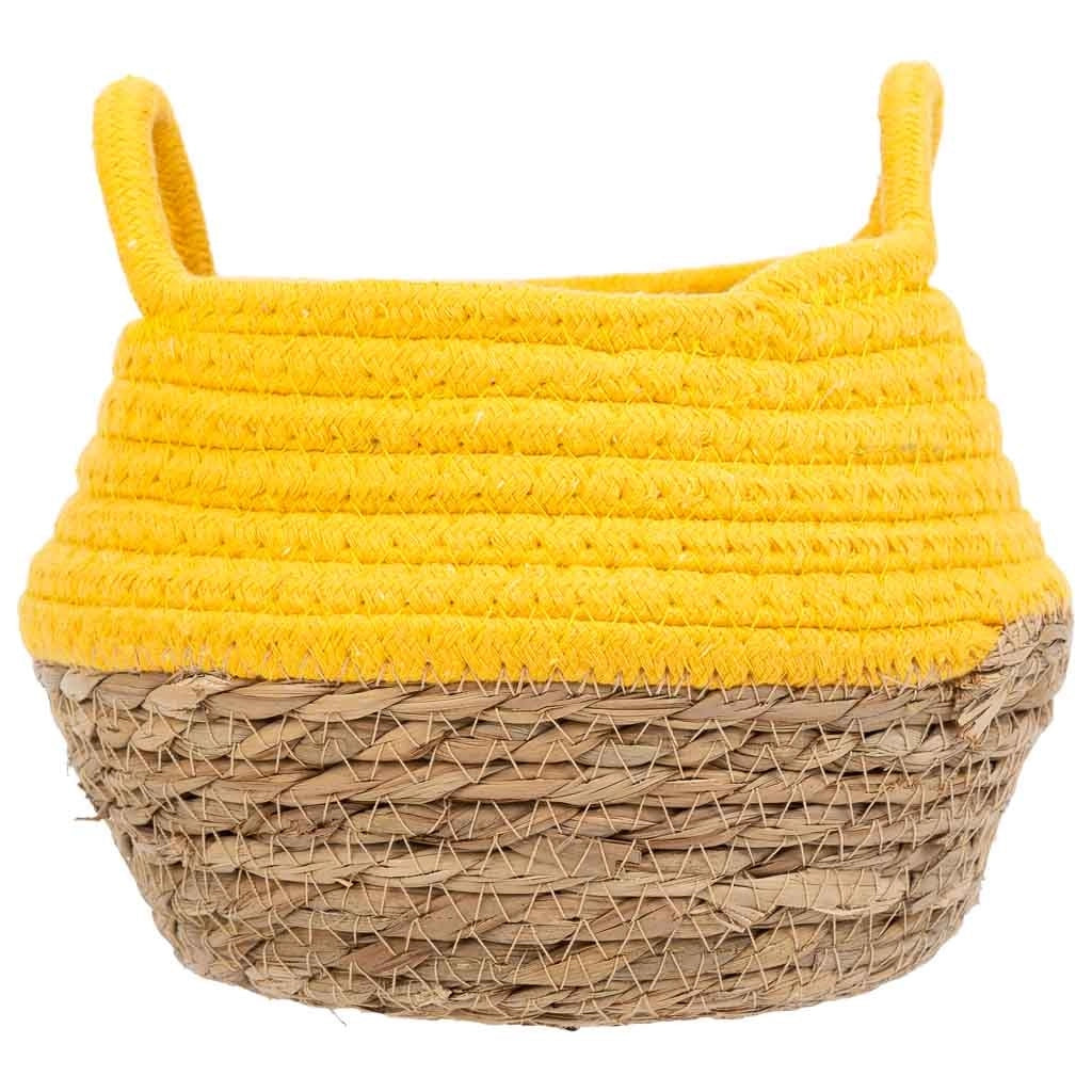 Cesto in fibra naturale e cotone giallo d18x13/16,5h