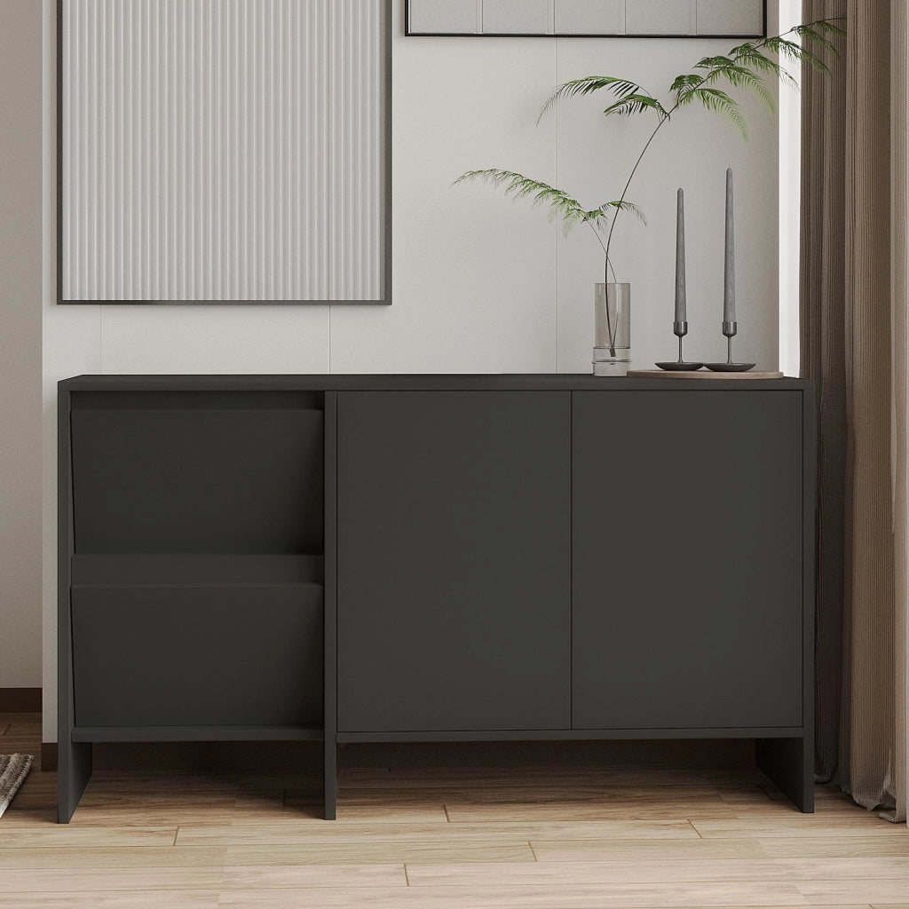 Credenza in legno "Laris 130" - 130 x 44 x 82 cm - Grigio antracite