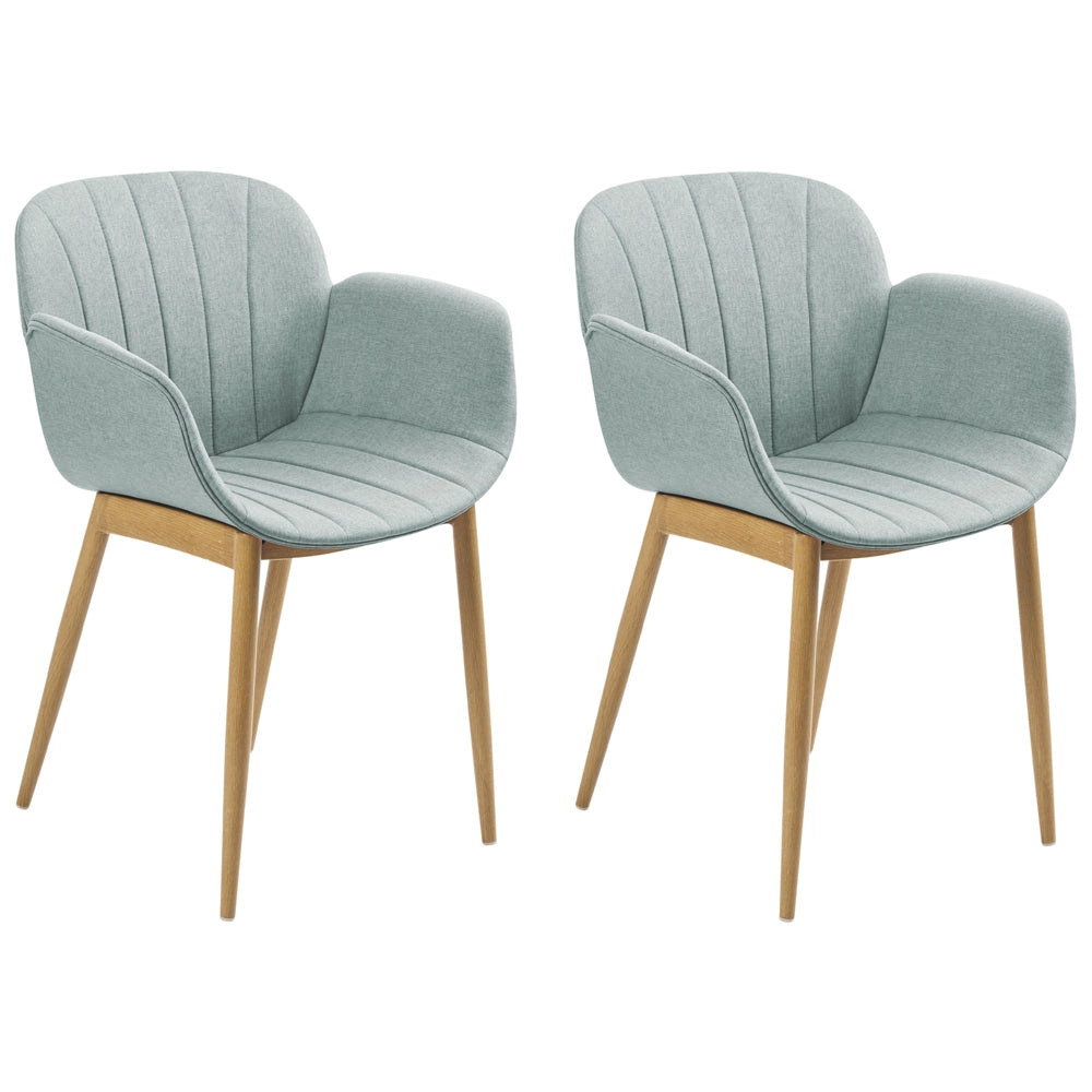 Set di 2 sedie da pranzo con imbottitura in tessuto verde menta Seduta da pranzo dal design moderno e contemporaneo