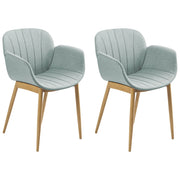 Set di 2 sedie da pranzo con imbottitura in tessuto verde menta Seduta da pranzo dal design moderno e contemporaneo