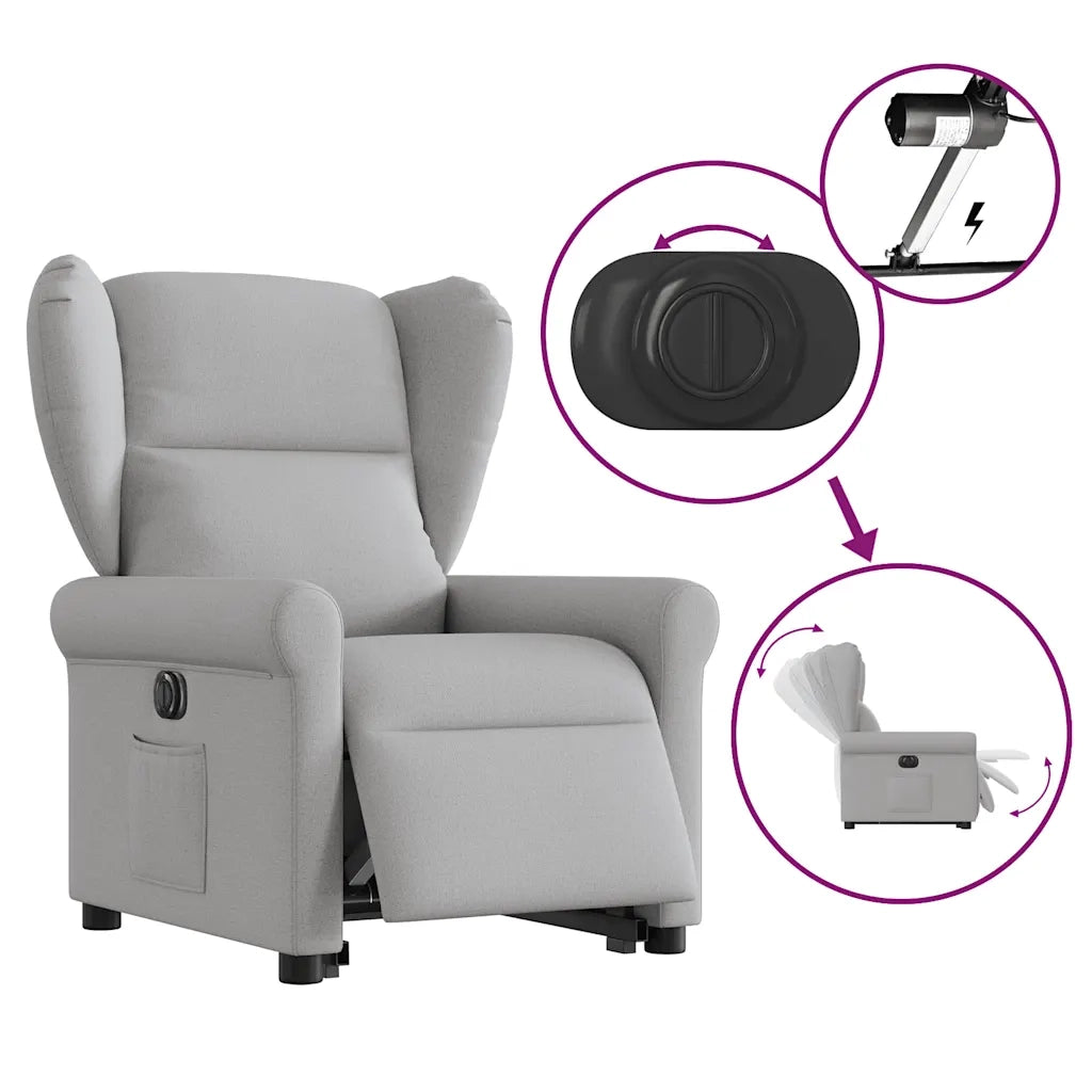 Poltrona Alzapersona Reclinabile Elettrica Grigi Nuvola Tessuto 3303403