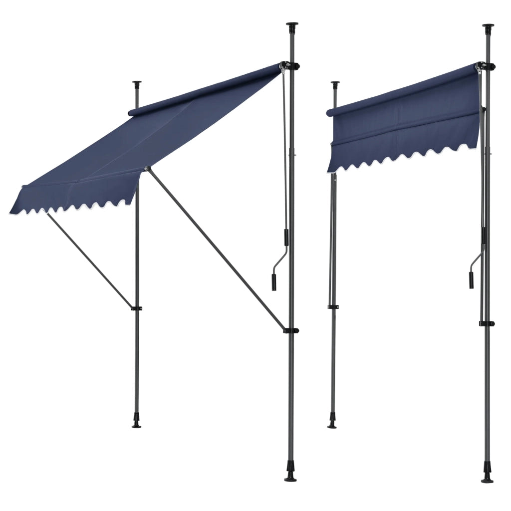 Tenda da sole telescopica in acciaio e poliestere 400 x 120 x 200-300 cm blu scuro 03_0008343