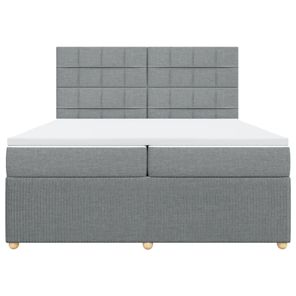 Giroletto a Molle con Materasso Grigio Chiaro 200x200cm Tessuto