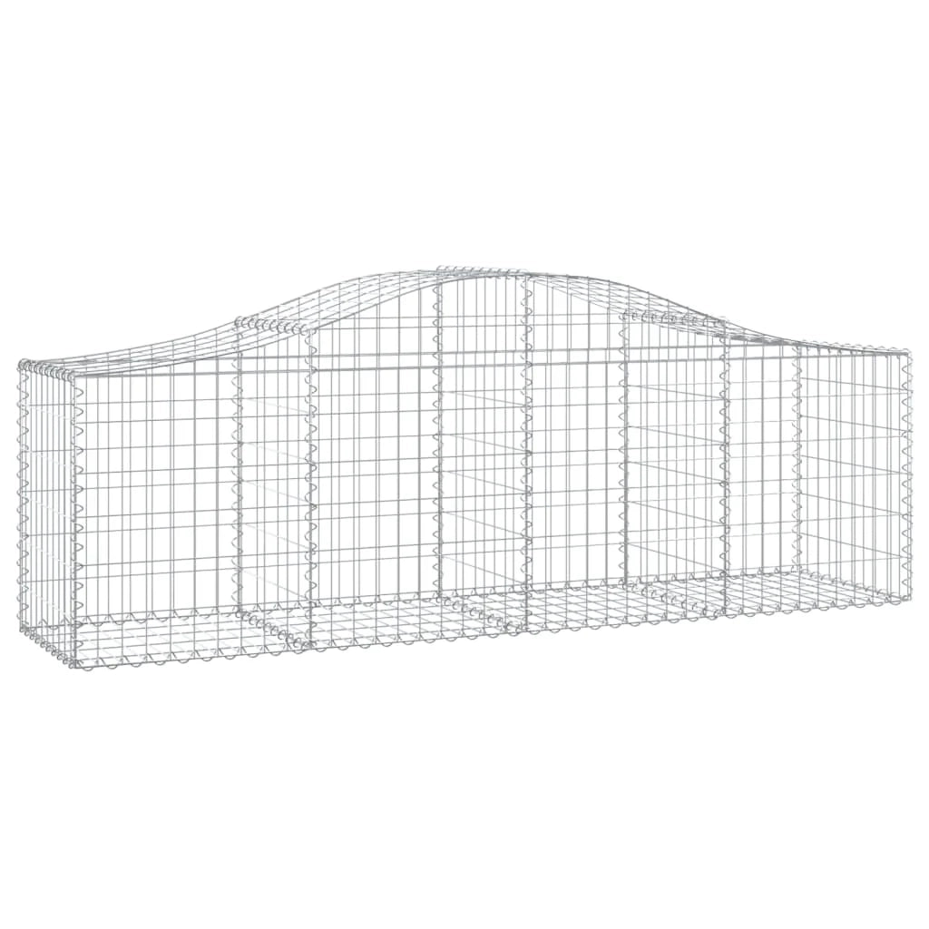 Cestini gabbioni recinzione a gabbia muro di contenimento ad arco 10 pezzi 200 x 50 x 60/80 cm ferro zincato argento 02_0040249