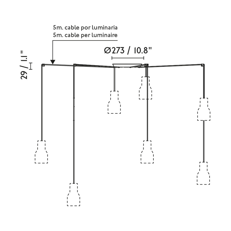 MAMBO 210 7L Lampada sospensione nera/ratan