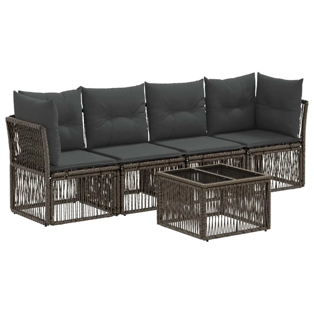 Set Divano da Giardino 5 pcs Grigio polyrattan 3434132