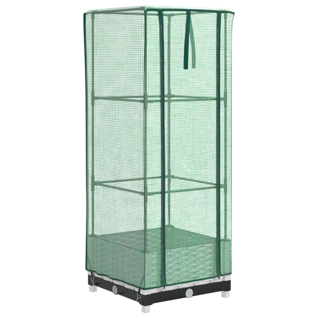 Aiuola rialzata/fioriera con copertura effetto rattan 40 x 40 x 123 cm bianco 02_0038769