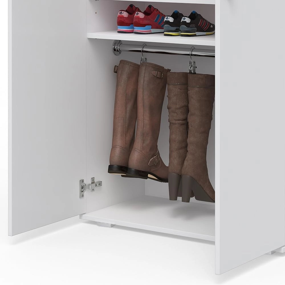 Mobile porta scarpe Torge, Bianco, 80 x 178 cm, per la conservazione e l’organizzazione delle scarpe nell’ingresso
