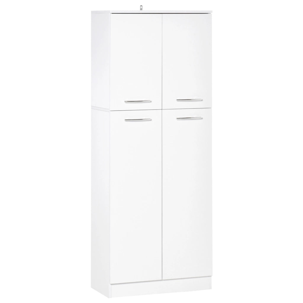 EasyComfort Armadio Multiuso a 4 Ante con Mensole Regolabili in MDF, 59x31x155cm, Bianco