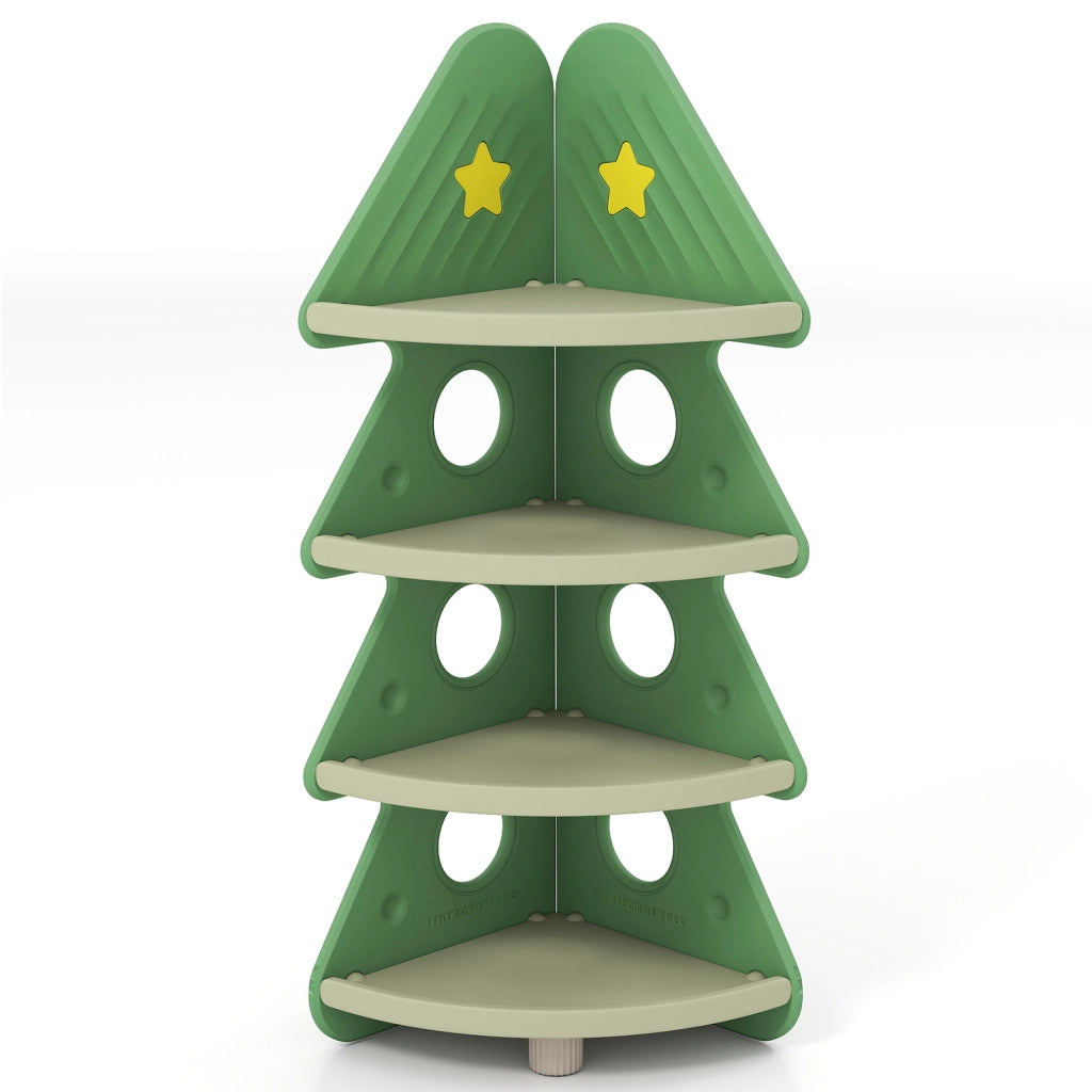 Scaffale bambini angolo albero natale 4 ripiani stretto giocattoli-Scaffale espositore neonati camera bambini asilo sala giochi
