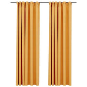 Tende Oscuranti | Tende Blackout con Ganci Effetto Lino 2 pz Gialle 140x225 cm