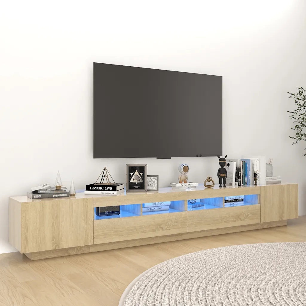 Mobile TV | Armadietto TV | Mobile Porta TV con Luci LED Rovere Sonoma 260x35x40 cm