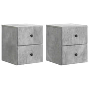 Mobiletto da notte a muro con cassetto 2 pcs Grigio Cemento