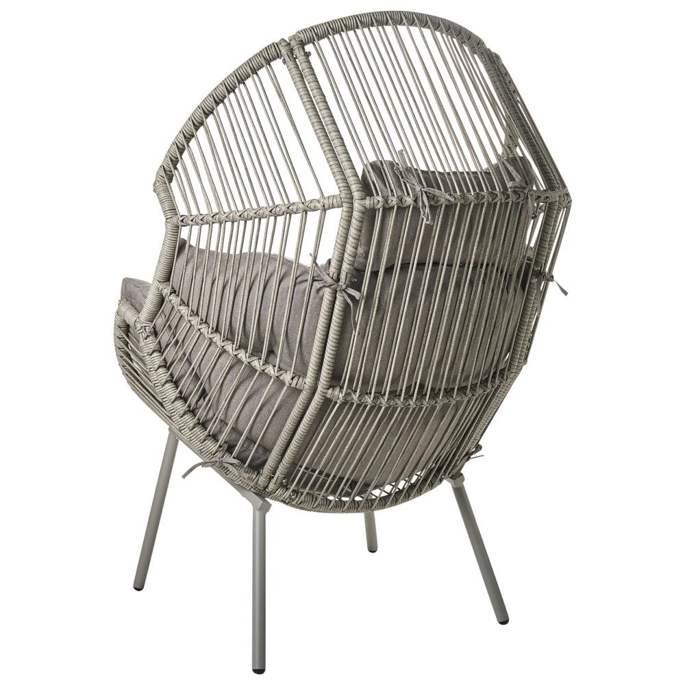 Poltrona da giardino in rattan naturale con poggiapiedi in cotone cuscini per lo schienale del sedile bianco sporco per interni ed esterni