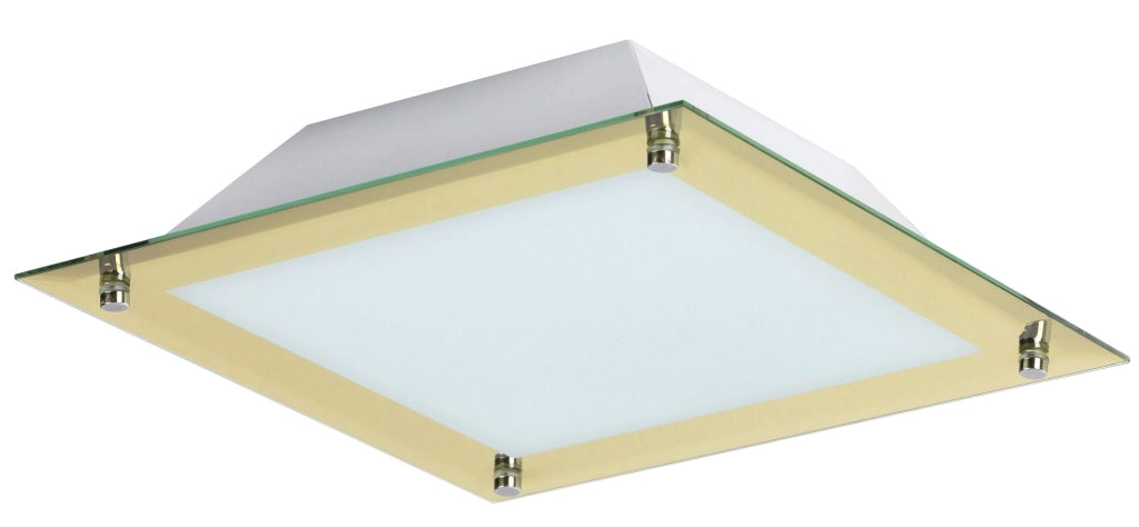 Plafoniera LED quadrata 40cm oro vetro 18W Rabalux