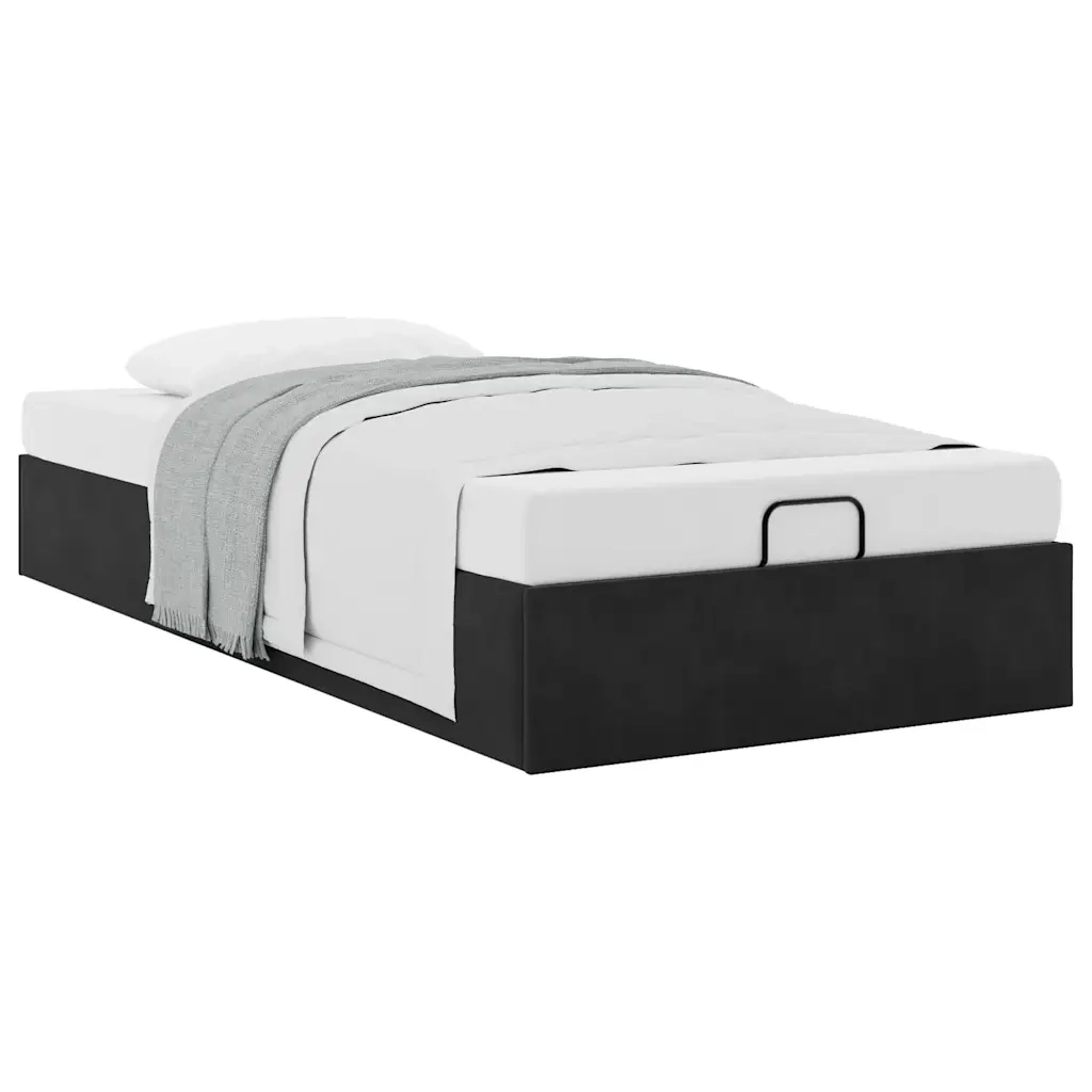 Struttura Letto Pouf Senza Materasso Nero 90x190 cm Velluto