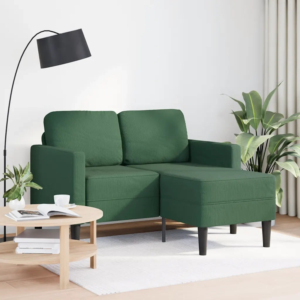 Divano | Divano da soggiorno | Sofa 2 Posti con Chaise longue a L Verde Scuro 125 cm Lino