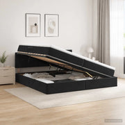 Letto con Contenitore con testiera Nero 200 x 200 cm Velluto 3458831