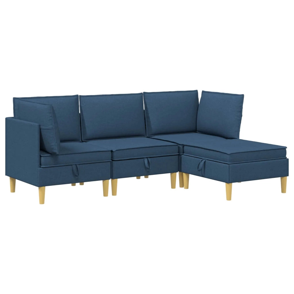Set di divani modulari con spazio di archiviazione 4 pcs Blu