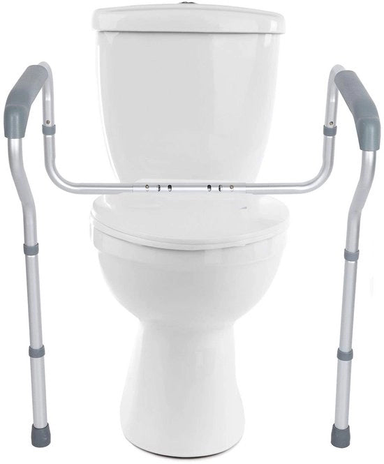 Sostegno bagno 5-posizionale regolabile - Sostegno bagno per anziani - Aiuto alla toilette - Piedini antiscivolo - Massimo 135 kg - Facile da installare - Sostegno wc con schienale