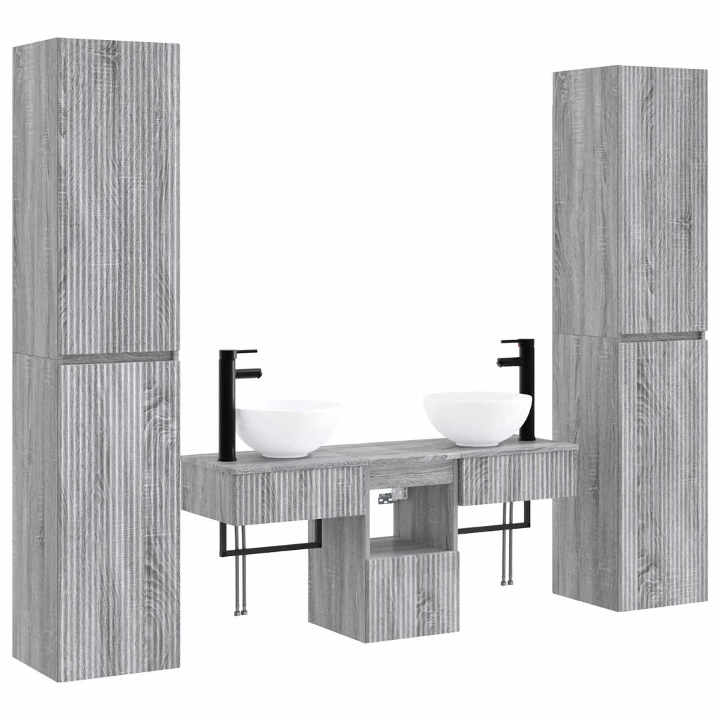 Set di mobili per il bagno 5 pz Sonoma grigio 3406009