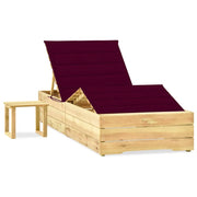 Lettino da Giardino con Tavolino Cuscino Legno Pino Impregnatocod mxl 117654