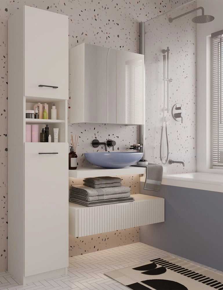 Mobile bagno colonna 32 cm marbela 1.0 scaffale colonna 2 ante cashmere beige