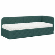Letto singolo | Letto per adulti | Cornice del letto ad angolo Verde Scuro 80 x 200 cm Tessuto