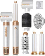 Set di 7 in 1 Borsetta a Secchiello, Secchiello per Capelli ad Alta Velocità 110.000 U/min, Secchiello con Diffusore, Borsetta a Vapore, Borsetta per Ricci, Borsetta per Stile, Pennello Termico, 1400 W