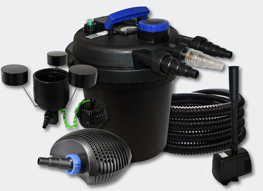 Kit filtraggio laghetto 6000l 11 Watt UVC 10 Watt Pompa Tubo Skimmer Fontana 4216237