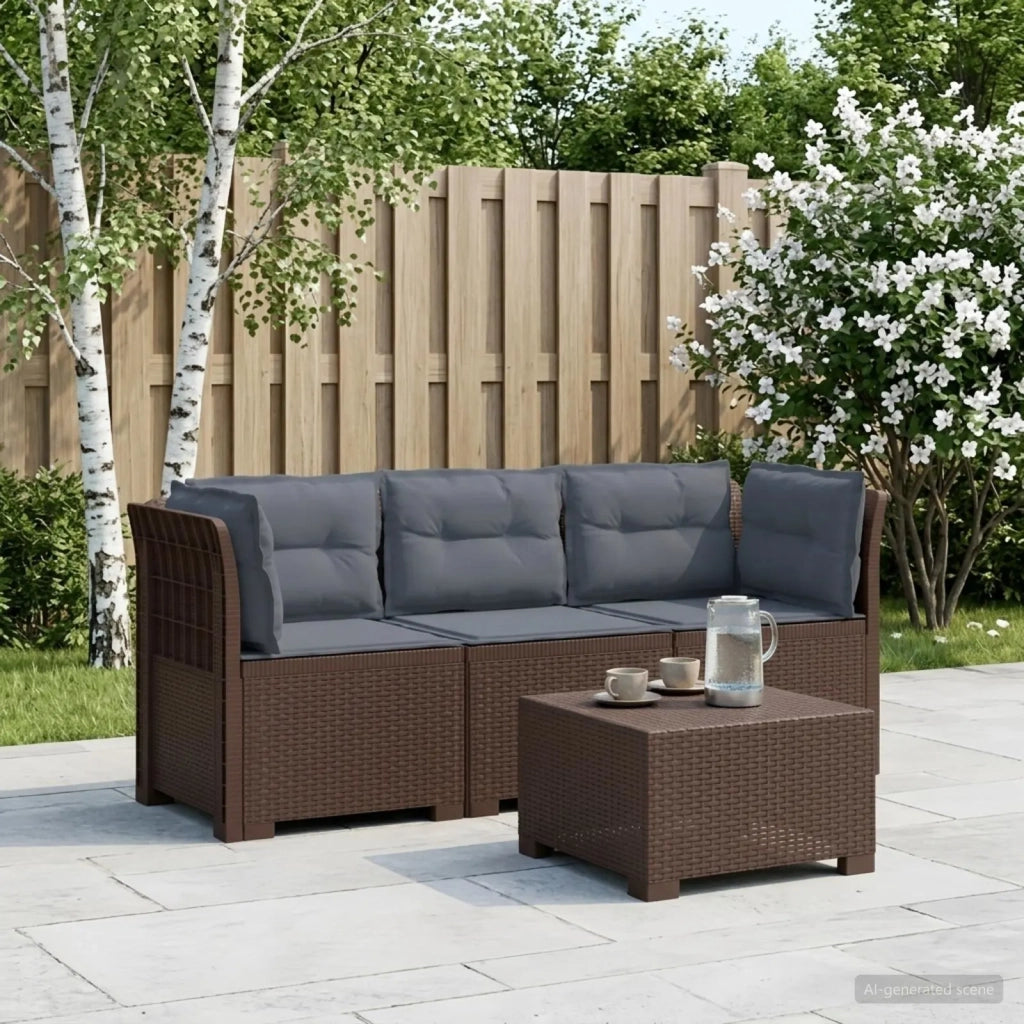 Divano da giardino 3 posti con cuscini in look rattan PP 3443841