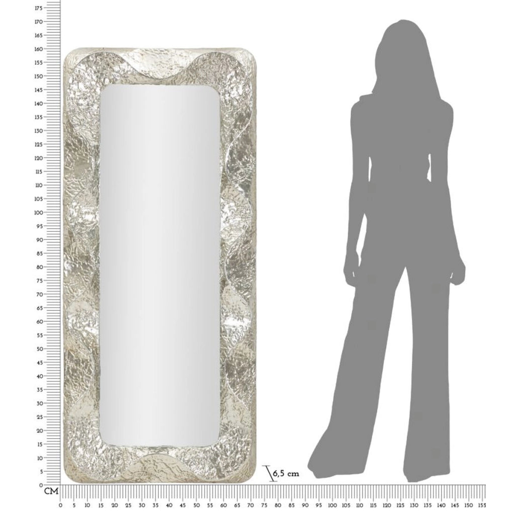 Specchio da parete Argelux rettangolare con cornice argento martellato 80x170 cm