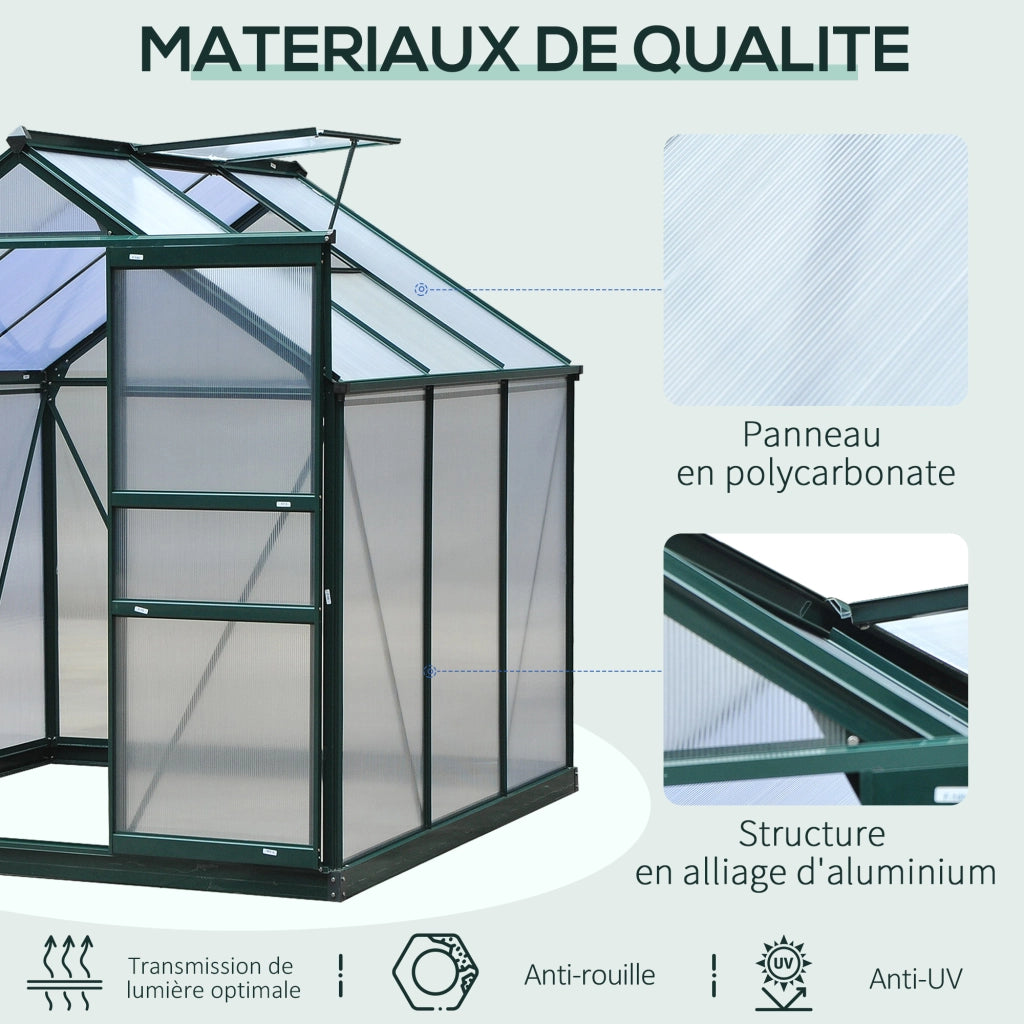Serra da giardino in polycarbonate ¨C zephmum ¨C 190x192x201 cm verde scuro UV 30+