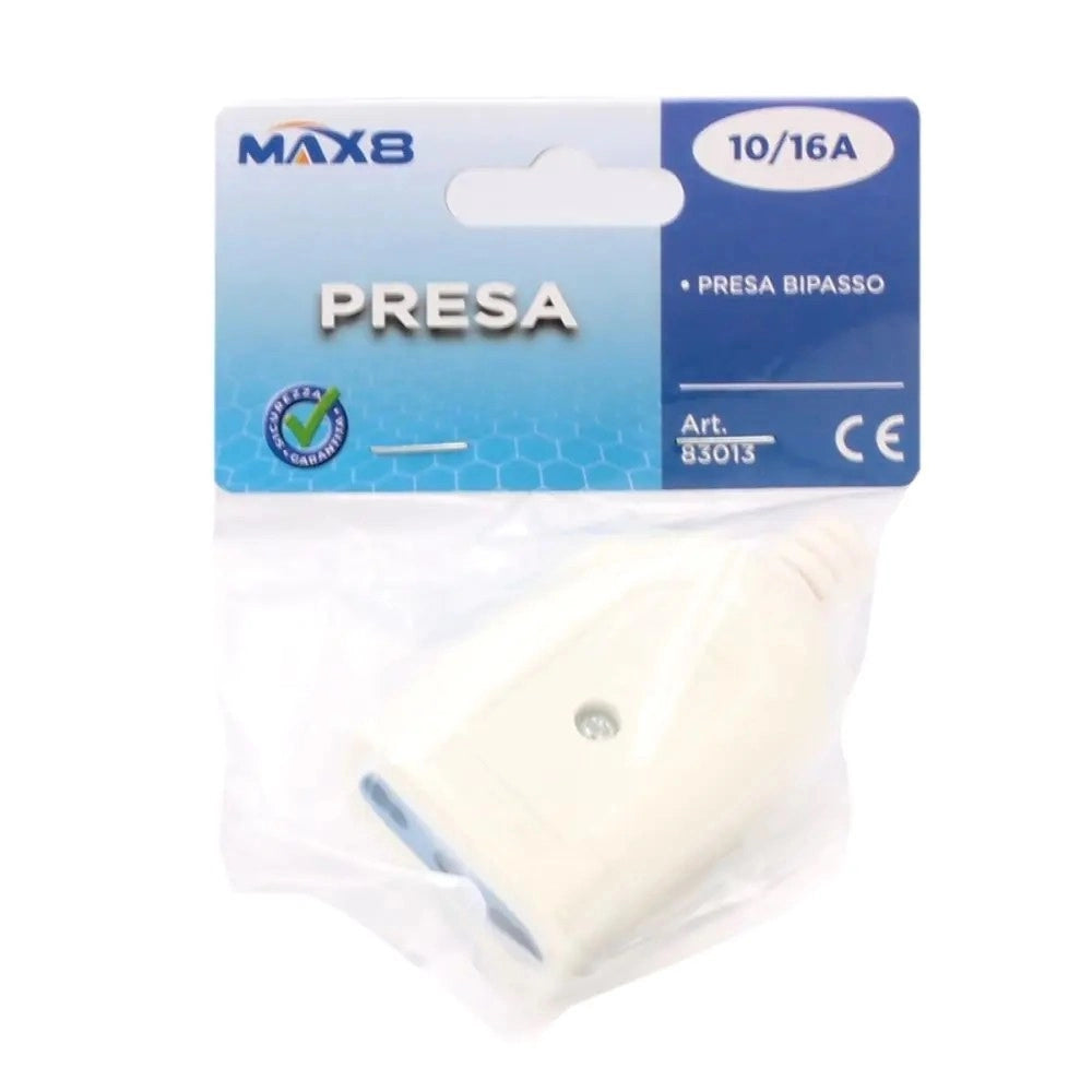 Trade Shop - Presa Bivalente P17/11 Elettrica Bipasso 2p+t 10a/16a 250v Max 1500w Bianco 83013 -