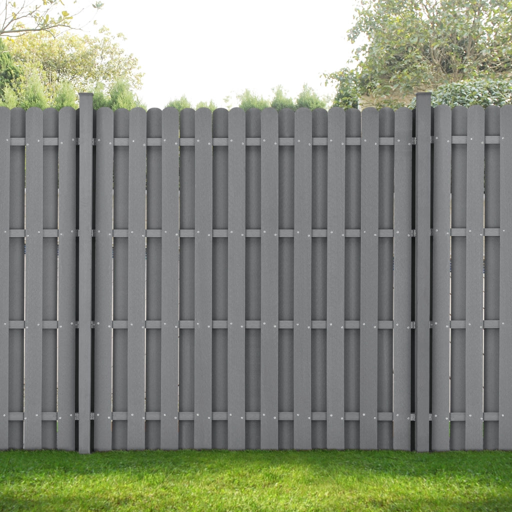 Recinzione in WPC per Giardino Staccionata a Doppia Faccia Steccato Alto 185 cm Lungo 376 cm Grigio NEU.HOLZ