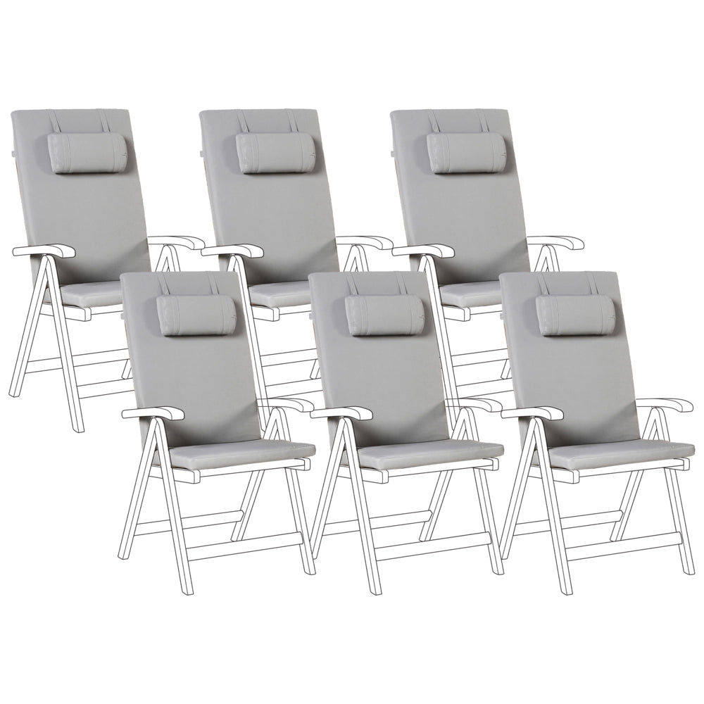 Set di 6 Cuscini in Tessuto grigio chiaro da Schienale per Sedie da Giardino Toscana/Java/Amantea stile elegante