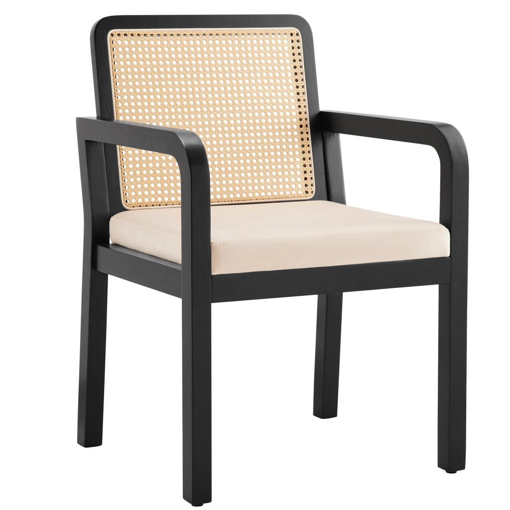 Sedia in velluto di alta qualit¨¤ - Zephmum- Schienale in rattan, gambe in legno gomma