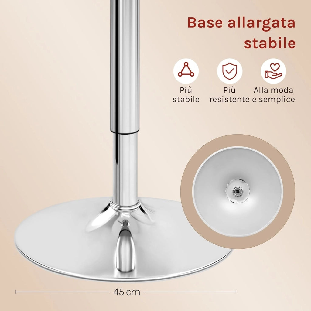 Tavolino da Bar, Girevole Piano Rotondo, Diametri 60 cm, Tavolo da Cucina, Base in Acciaio e Piano in MDF, per Soggiorno, Bianco