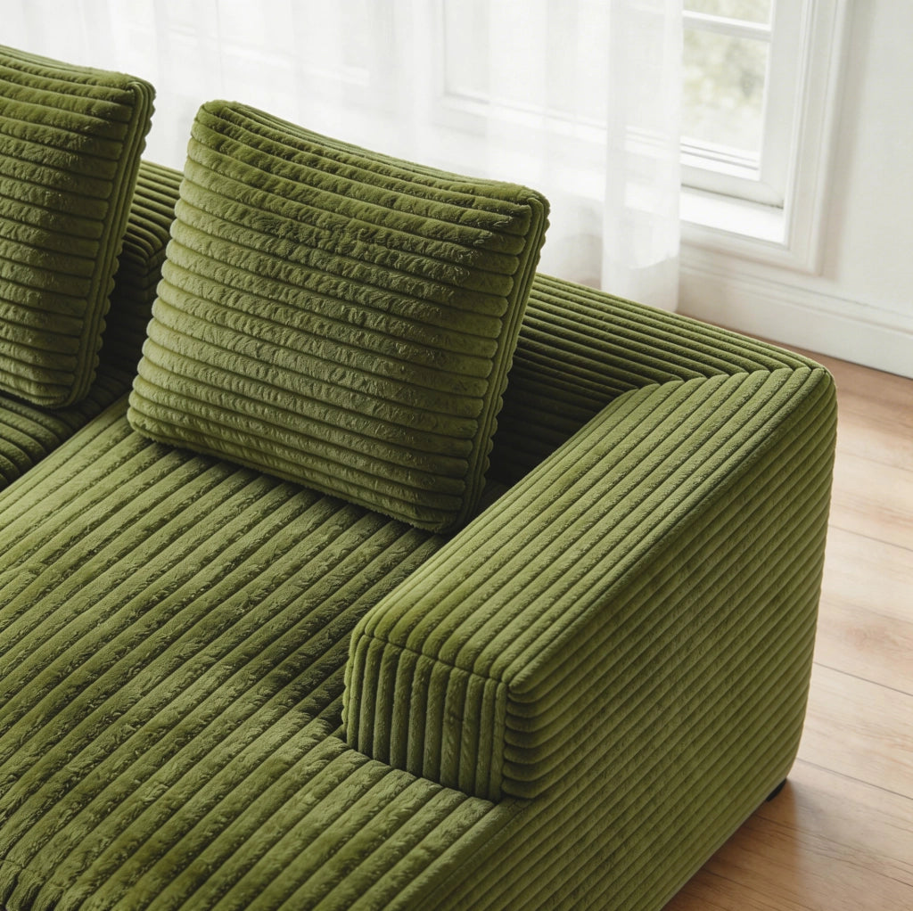 Divano modulare angolare a L con chaise longue reversibile; 261x168x58 cm; verde