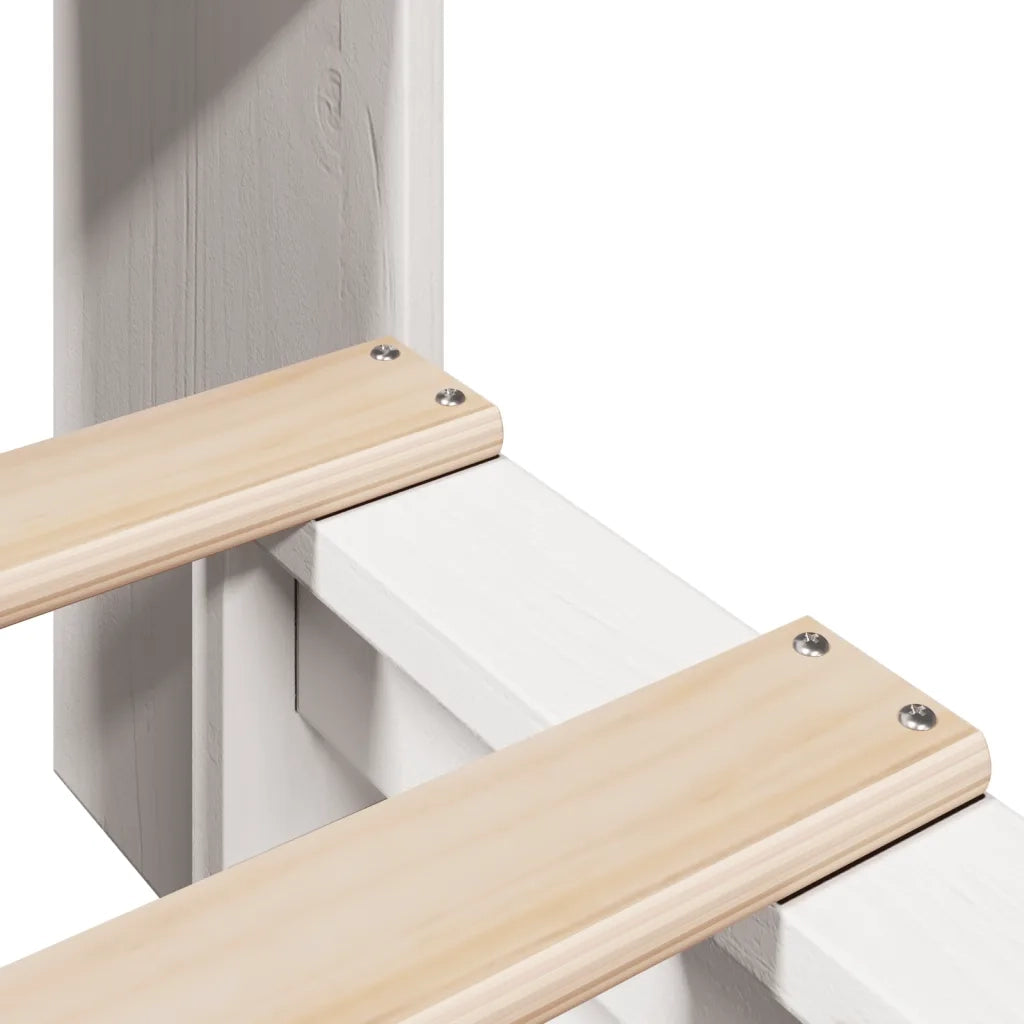Letto Libreria senza Materasso Bianco 75x190 cm Legno Massello