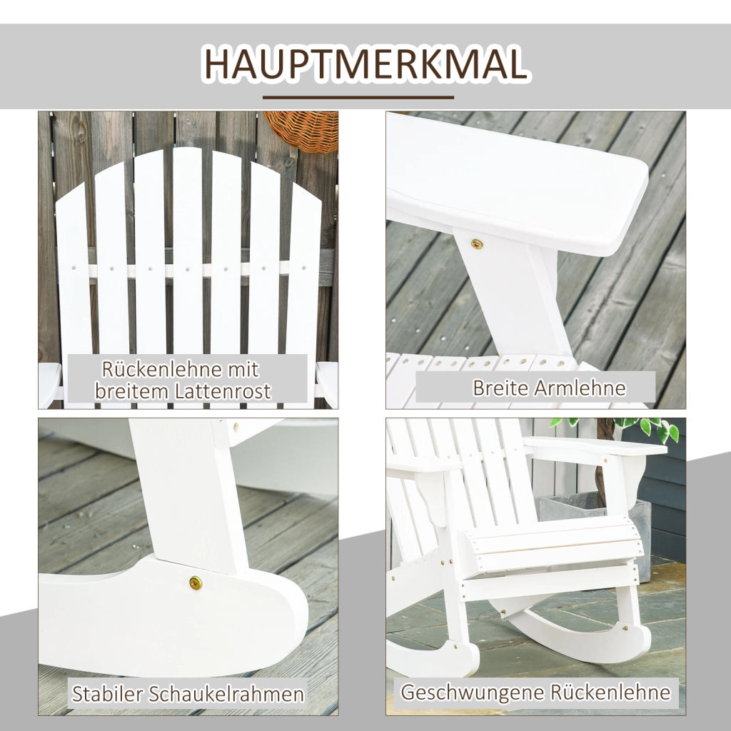 Sedia a dondolo Adirondack ¨C zephmum ¨C Bianco 77x94x97 cm