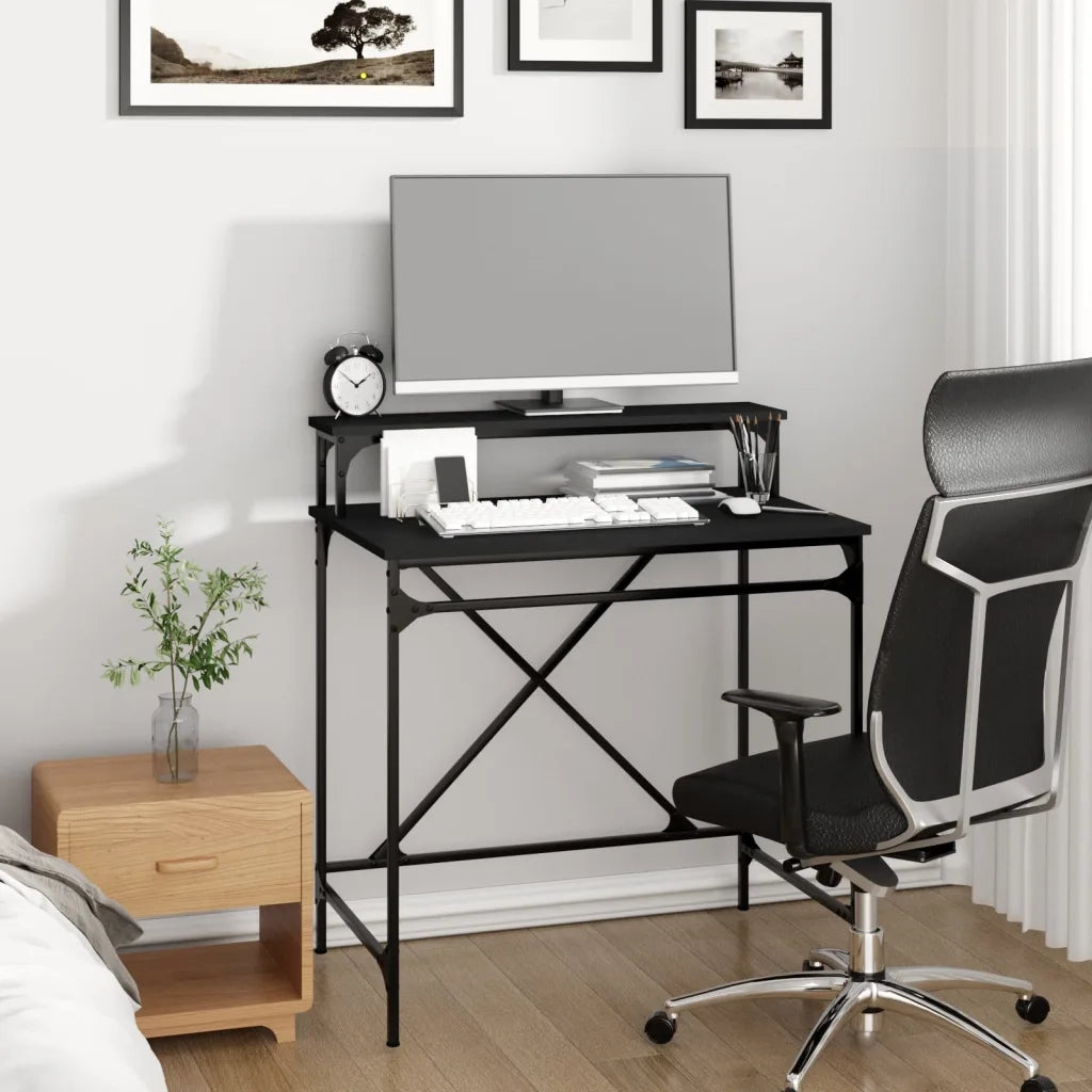 vidaXL Scrivania Nera 80x50x90 cm in Legno Multistrato e Ferro