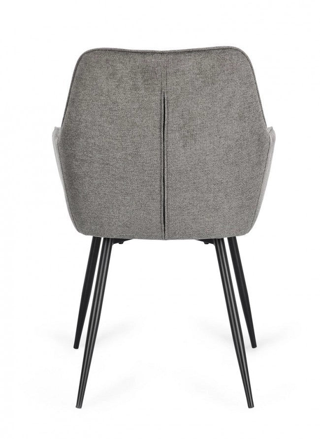 Set 2 Sedie 58x63x85,5 cm Cora in Tessuto Nero e Grigio Scuro