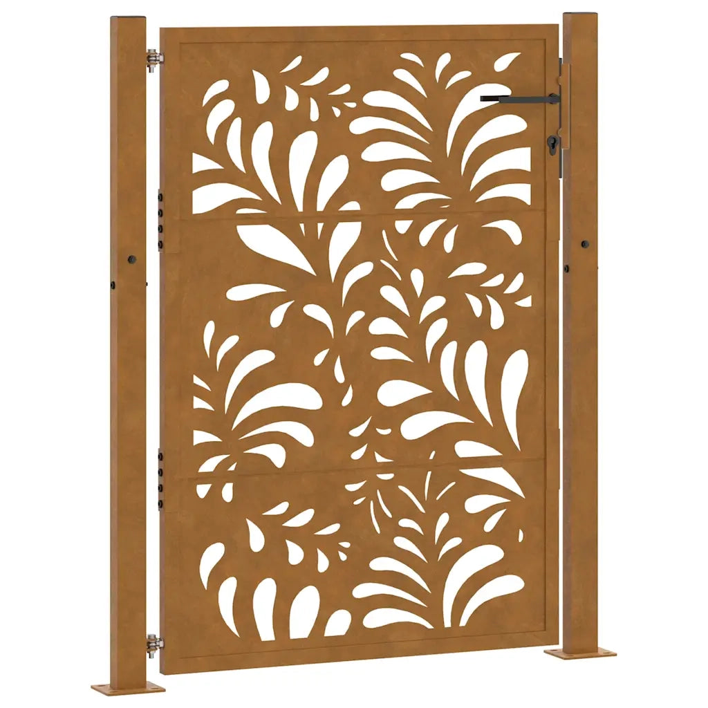 Cancello da Giardino 105x155 cm Acciaio Corten Design Ondulato