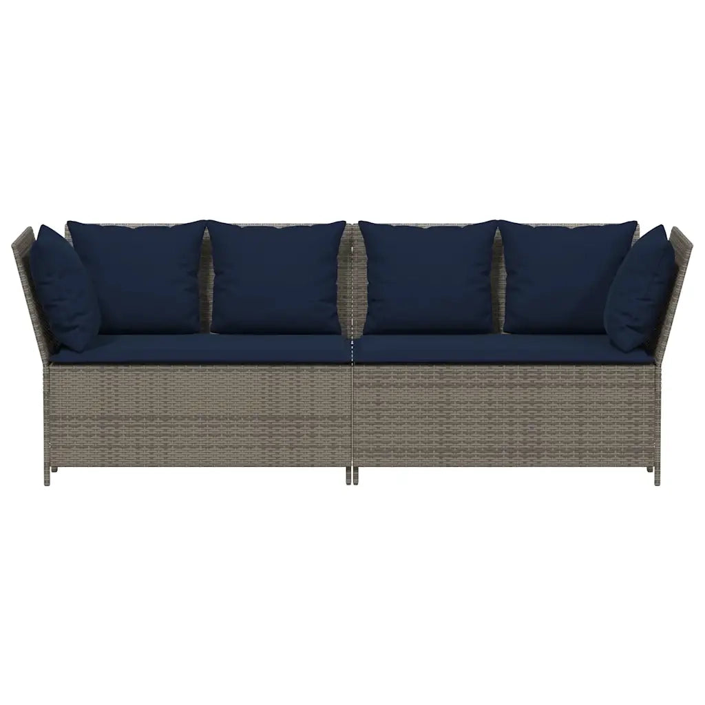 Divano da Giardino con Cuscini in Polyrattan Grigio 4104128