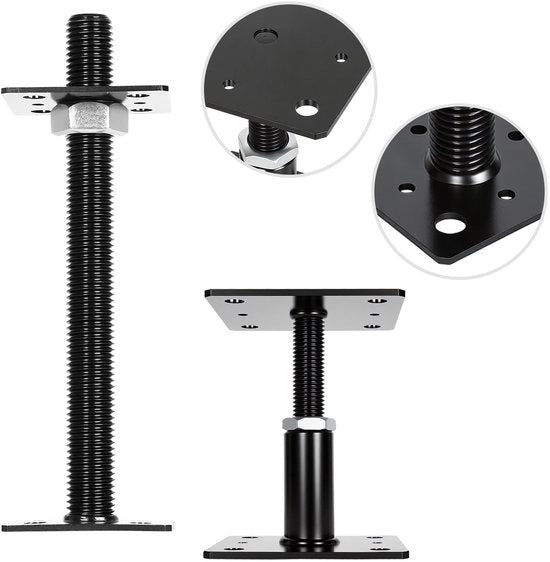 Sostegno adattabile in altezza per applicazioni esterne varie, nero, 30-250 mm, 2 pezzi