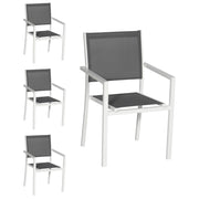 Set di 4 sedie in alluminio bianco - textilene grigio